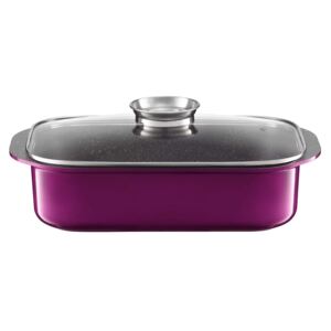 Hliníkový pekáč s poklicí Glamour Purple Aroma Knob 40,5 x 25,5 cm AMBITION