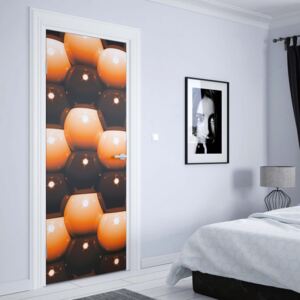 GLIX Fototapeta na dveře - 3D Orange And Black Ball Pattern | 91x211 cm