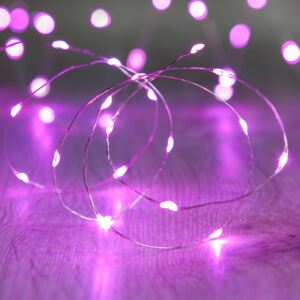 DecoLED LED světelný řetěz na baterie růžový, 20 diod, 2,3 m