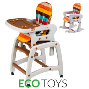 Dětská jídelní židle 5v1 se stolečkem EcoToys hnědá