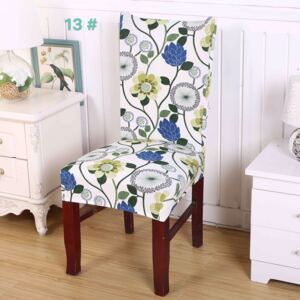 TOP Univerzální elastický potah na židli s potiskem - Květiny zeleno-modré