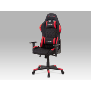 Herní židle ERACER V606 – červená/černá, látková, nosnost 130 Kg