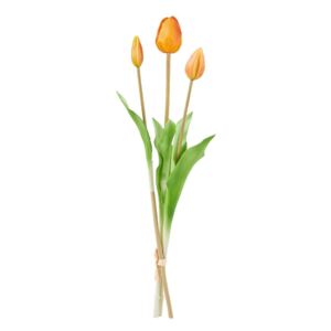 FLORISTA Tulipán "Real Touch" 47 cm set 3 ks - oranžová