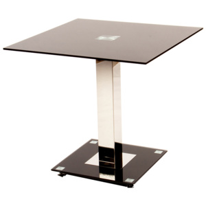 Jídelní stůl 100x100 s černým sklem na kovové podnoži DO202
