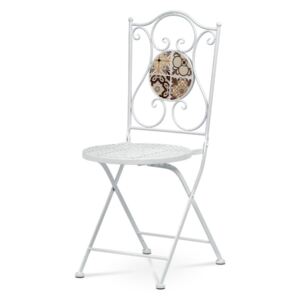 Zahradní židle s mozaikou VIENTO — kov, bílá