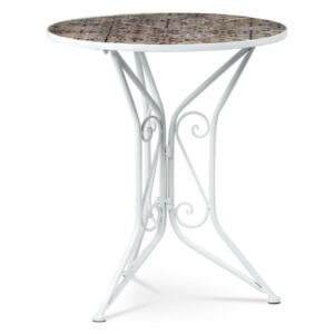 Zahradní stůl s mozaikou VIENTO — kov, bílá