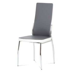 Jídelní židle ALAN — koženka, šedá+bílá