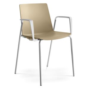 Konferenční, plastová židle SKY FRESH 050-N4/BR-N0, kostra crom, područky bílé