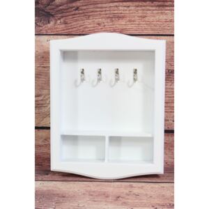 Dřevěná skříňka na klíče - bílá (21x26, 5x5cm) venkovský stylu