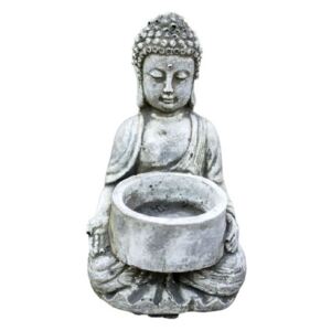 Malá betonová dekorace sedící Buddha na čajovou svíčku - 7,5*7,5*10cm