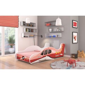 Dětská postel s matrací a roštem 140x70 Plane červená