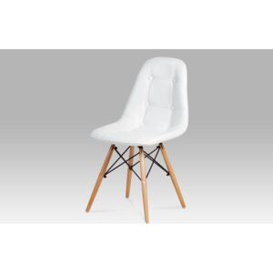 Jídelní židle CT-720 WT1 koženka bílá, masiv buk, kov černý