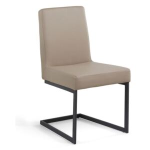 Béžově-černá kovová židle s koženým sedákem - ARCTIC