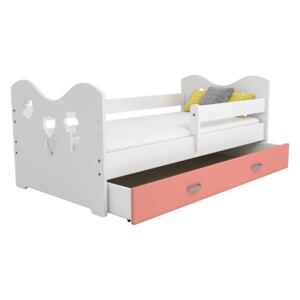 Dětská postel Magdaléna 80x160 B2, bílá/růžová + rošt a matrace