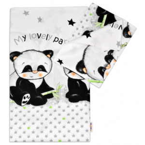 Baby Nellys Baby Nellys 2-dílné bavlněné povlečení Panda - bílé