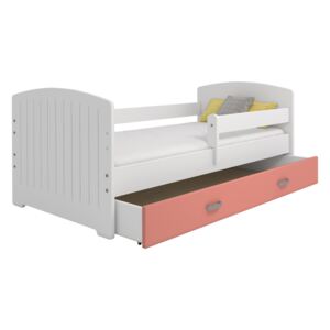 Dětská postel Magdaléna 80x160 B5, bílá/růžová + rošt a matrace
