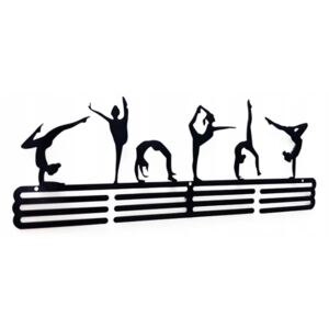 Kovový nástěnný věšák na medaile gymnastika 50x15cm černý
