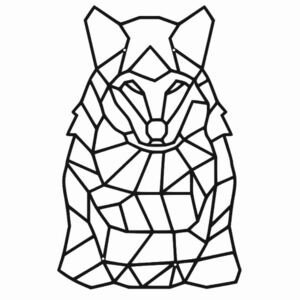 Kovový nástěnný obraz geometrický vlk 40x21cm černý