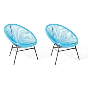 Sada 2 modrých polyratanových židlí ACAPULCO