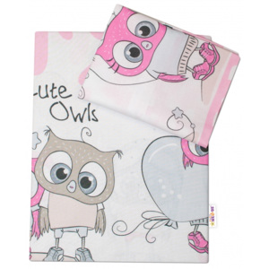 Baby Nellys 2-dílné bavlněné povlečení Cute Owls - růžové