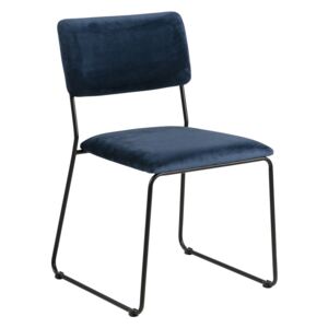 SCANDI Tmavě modrá sametová jídelní židle Litta