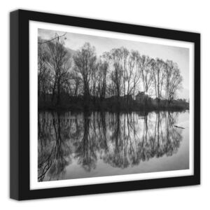 CARO Obraz v rámu - Trees In The Lake Černá 29,7x21 cm