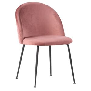 Růžová sametová jídelní židle Nordic Living Anneke s černou podnoží