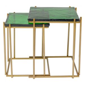 KARE DESIGN Odkládací stolek Lagoon zlato zelený, set 2 ks, Vemzu