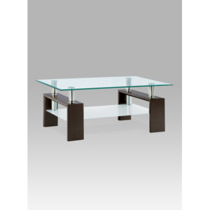 Autronic Konferenční stolek 110x60x45 cm - ořech/sklo/chrom AF-1024 WAL
