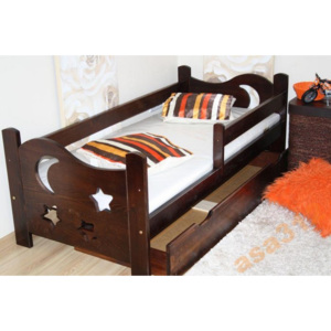 Dětská postel se zábranou Severyn + rošt - ořech - lak