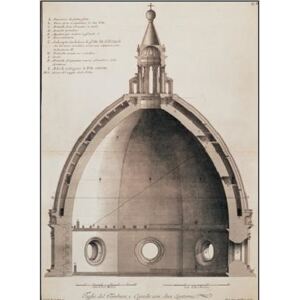 Obraz, Reprodukce - Příčný řez Santa Maria del Fiore, katedrály v Benátkách, Sgrilli B., (35 x 50 cm)