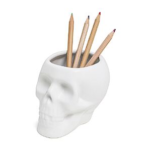 Stojánek na tužky Skull | bílý