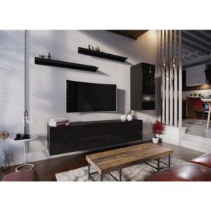 Moderní černá obývací stěna DRAKO