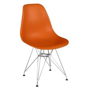 Jídelní židle na chromových nohách v oranžové barvě TK2027