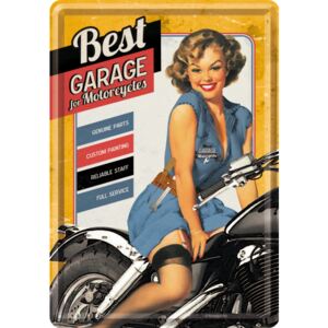 Nostalgic Art Plechová pohlednice - Best Garage for Motorcycles (žlutá)