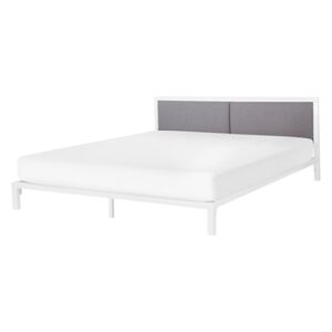 Kovová bílá postel s šedou čelní deskou a rámem CLAMART 180 x 200 cm