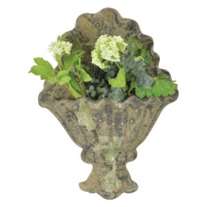 Zelený terakotový nástěnný truhlík/květináč s mechovou patinou - 32*10*43 cm