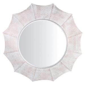 Nástěnné zrcadlo Ø68 cm bílé a měděné MYSOR