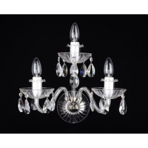 3 Arms Silver wall light with crystal almonds