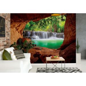 GLIX Fototapeta - Waterfall Cave II. Vliesová tapeta - 250x104 cm