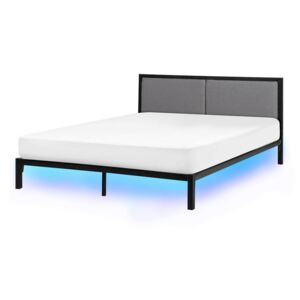Kovová postel LED 160 x 200 cm černá CLAMART