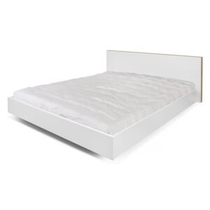 Bílá postel s hnědými hranami TemaHome Float, 180 x 200 cm