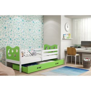 Dětská postel Miko 1 bílá/zelená - 190x80